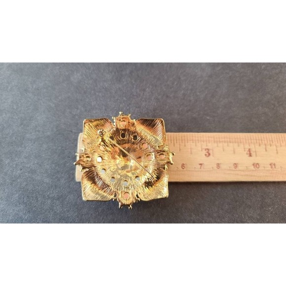 Rhinestone and Enamel Floral Brooch - Picture 8 of 10